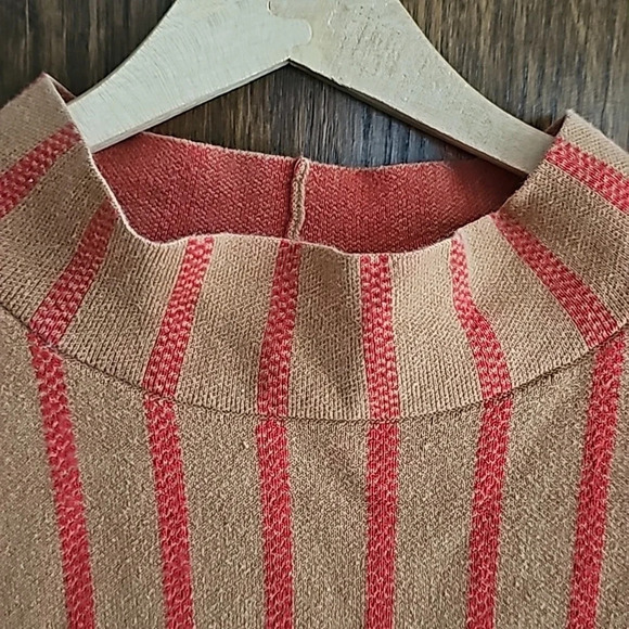 Anthropologie sweater Moth sleeveless size XL brown and red stripes - Picture 3 of 6